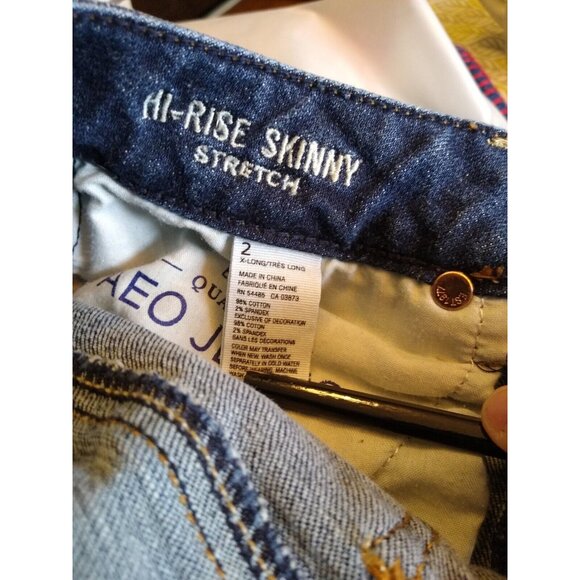 AE American Eagle High Rise Skinny Stretch Size 2 xlong - 27W 33L Denim Jeans - Picture 9 of 9